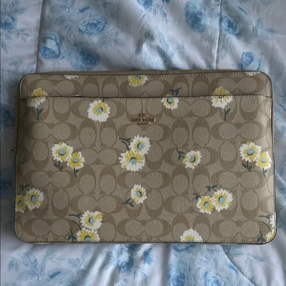 Coach Tan Floral Laptop Sleeve - Picture 1 of 5